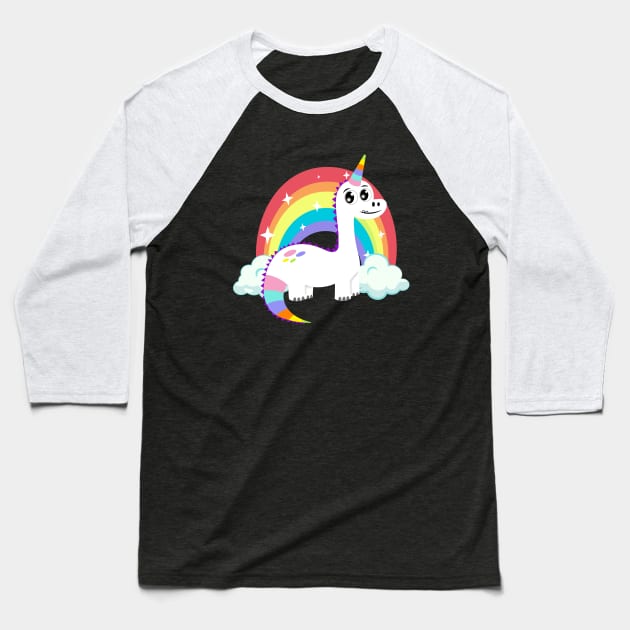 Unicorn Dinosaur and a Rainbow Baseball T-Shirt by ilustraLiza